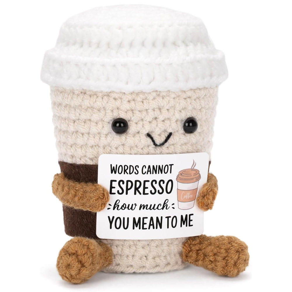 Home Textiles Europe - Funny Crochet Emotional Support Coffee Doll