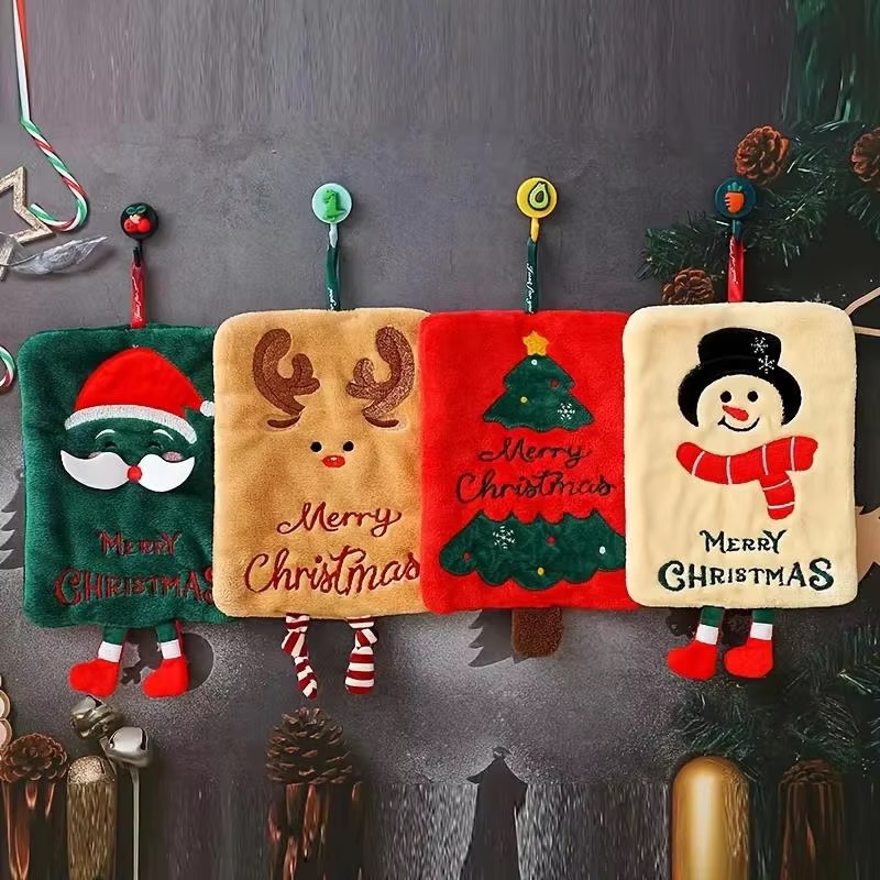 Home Textiles Towel - Christmas Hanging Hand Towel Cute Santa