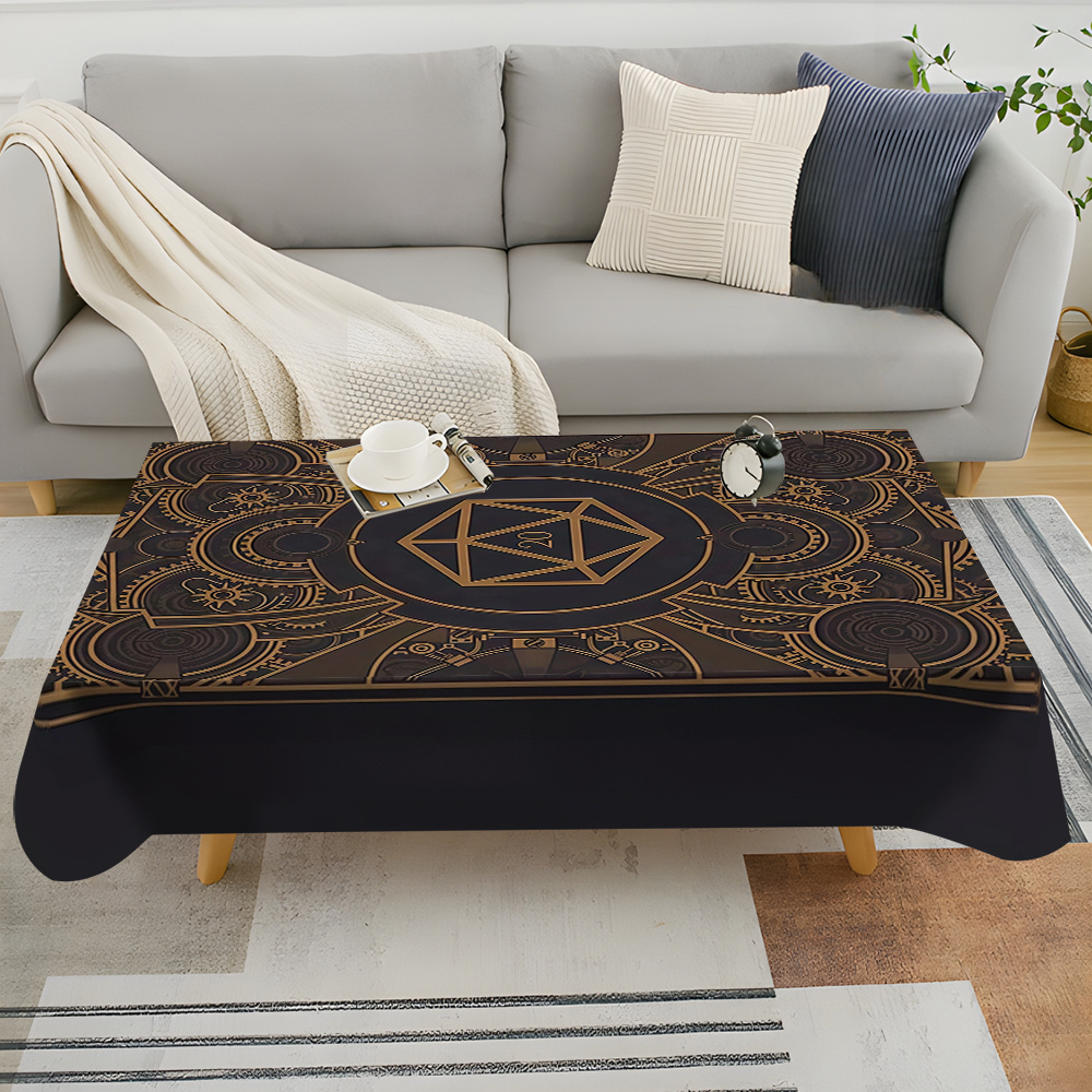 Home Textiles And Decor - Steampunk Black Golden Gear Pattern Tablecloth