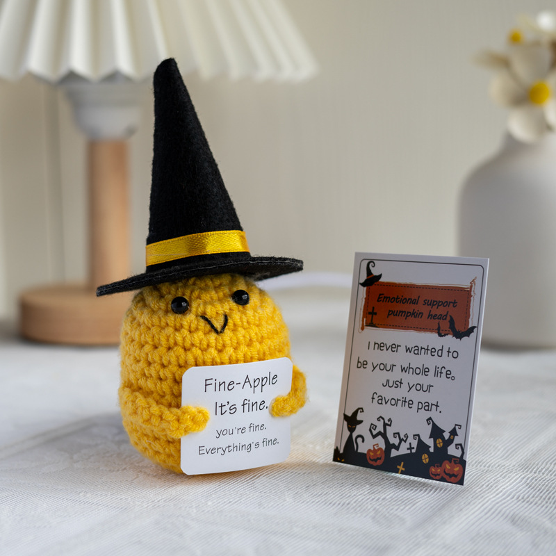 Home Textiles Europe - Handmade Knitted Halloween Pumpkin Doll With