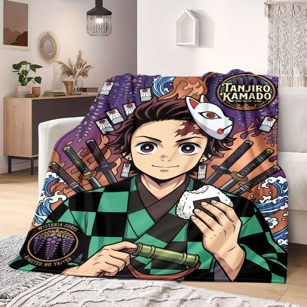 Demon Slayer Fancy Cartoon Fla - Home Textiles Designer review and price
