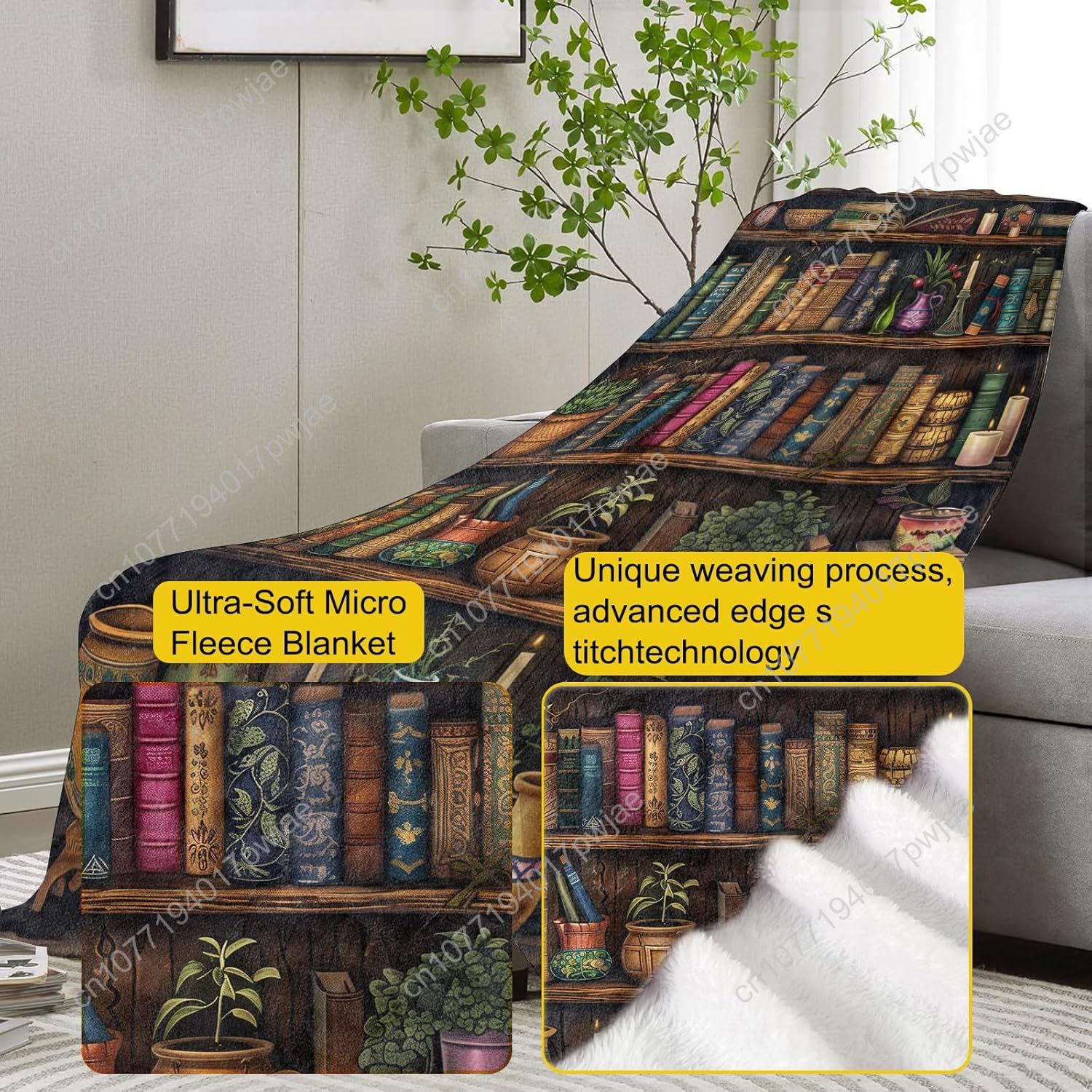Vintage Bookshelf Blanket Read - Home Textiles Blanket review and price