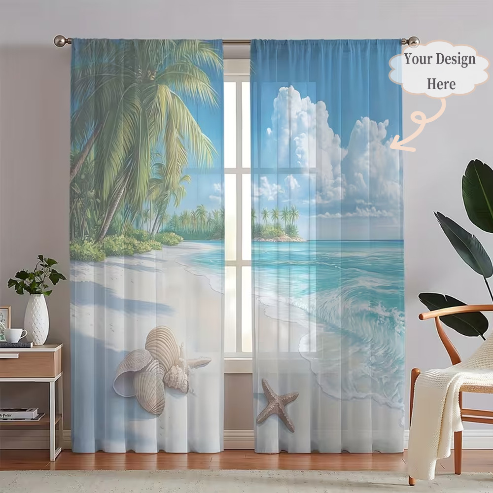 Custom 2D Flat 2pcs Sheer Curt - Home Textiles And Decor review and price
