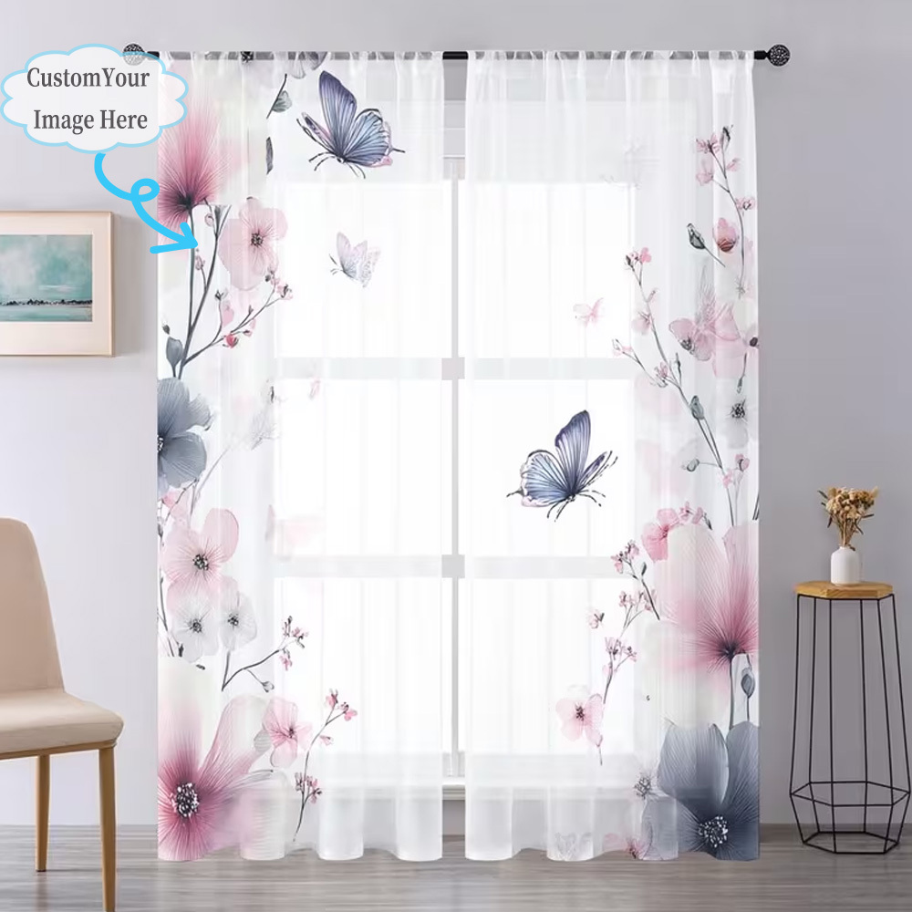 Custom 2D Flat 2pcs Sheer Curt - Home Textiles And Decor review and price