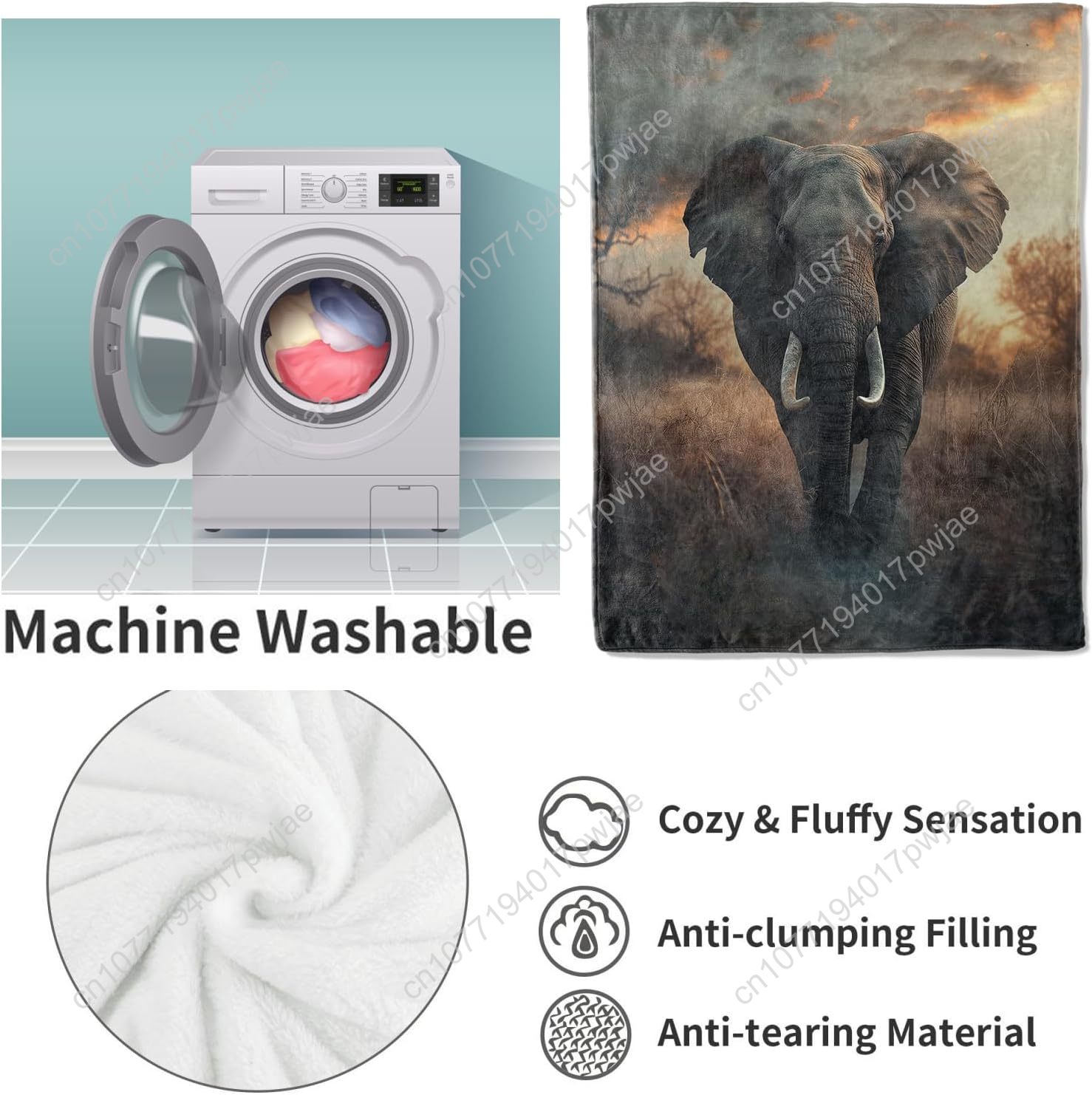 Elephant Fleece Blanket, Reali - Home Textiles Blanket review and price
