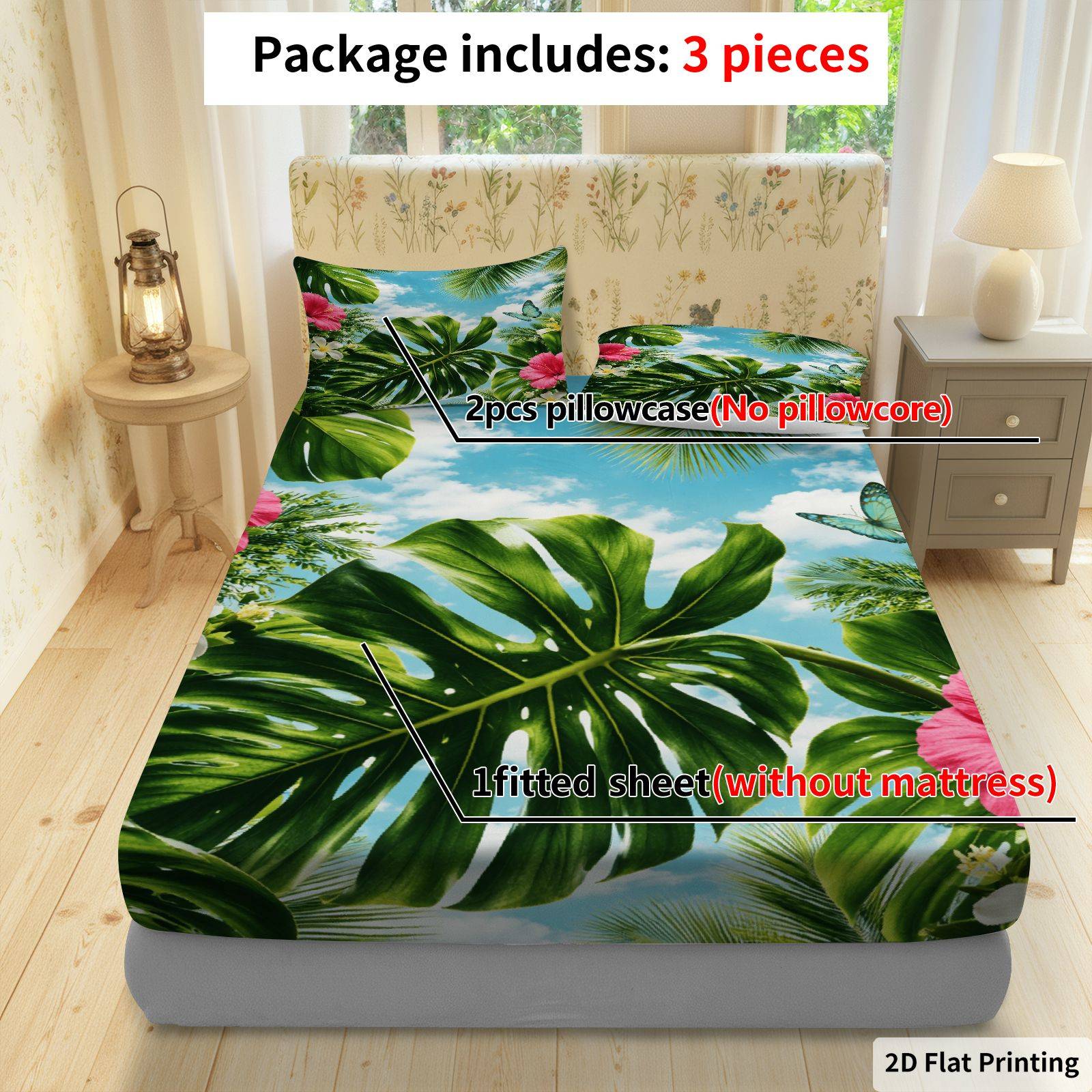 Tropical Hibiscus Bed Sheet Se - Fitted Sheet Deep review and price