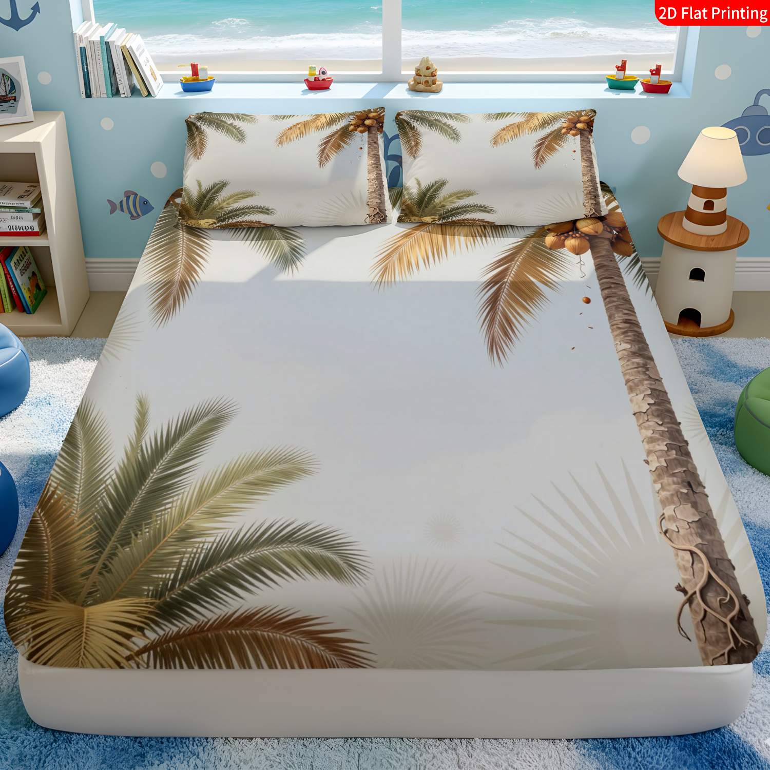 Tropical Style, Palm Tree Them - Fitted Sheet Deep review and price