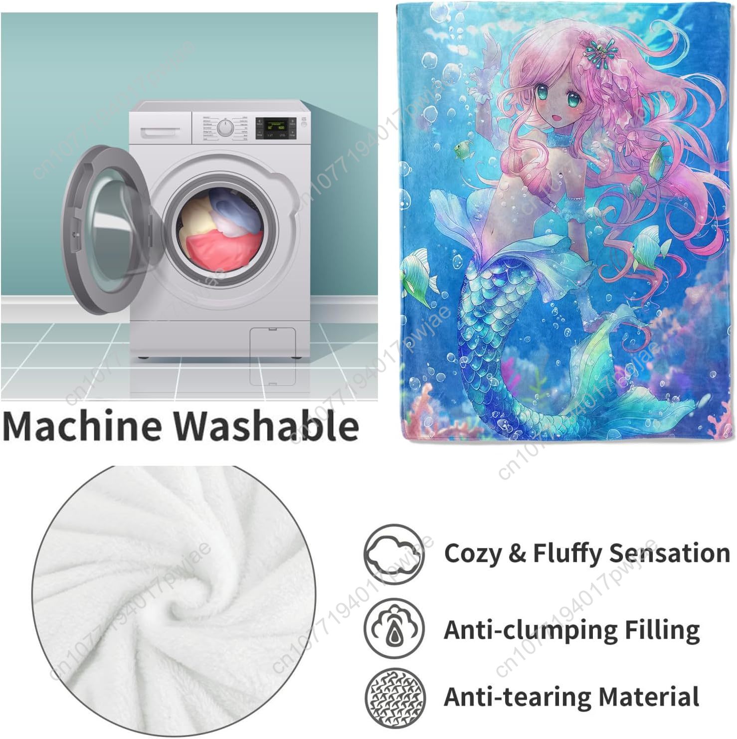 Cute Mermaid Blanket Cartoon F - Home Textiles Blanket review and price