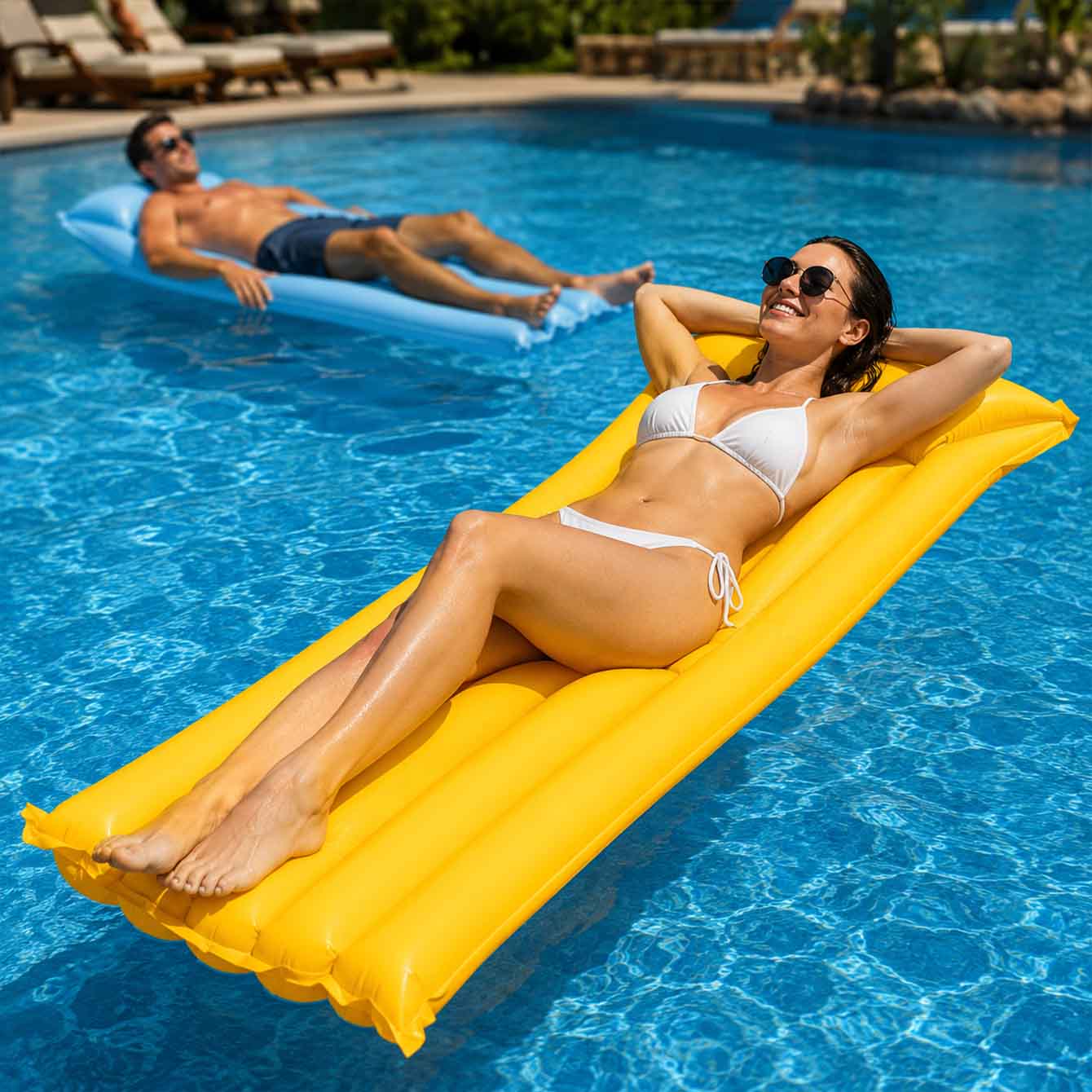 1PC Pool Float Bed Inflatable  - Fitted Sheet Deep review and price