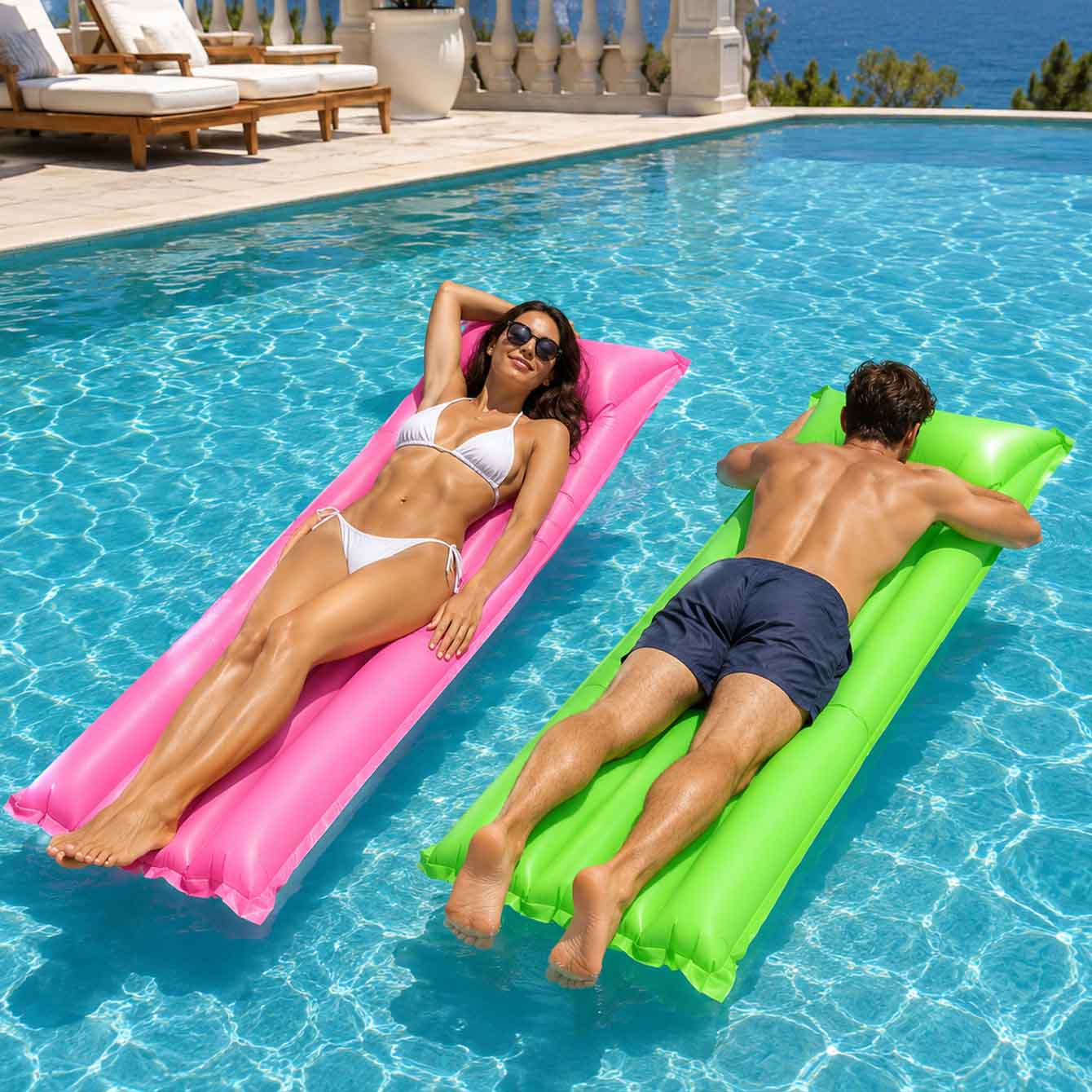 1PC Pool Float Bed Inflatable  - Fitted Sheet Deep review and price